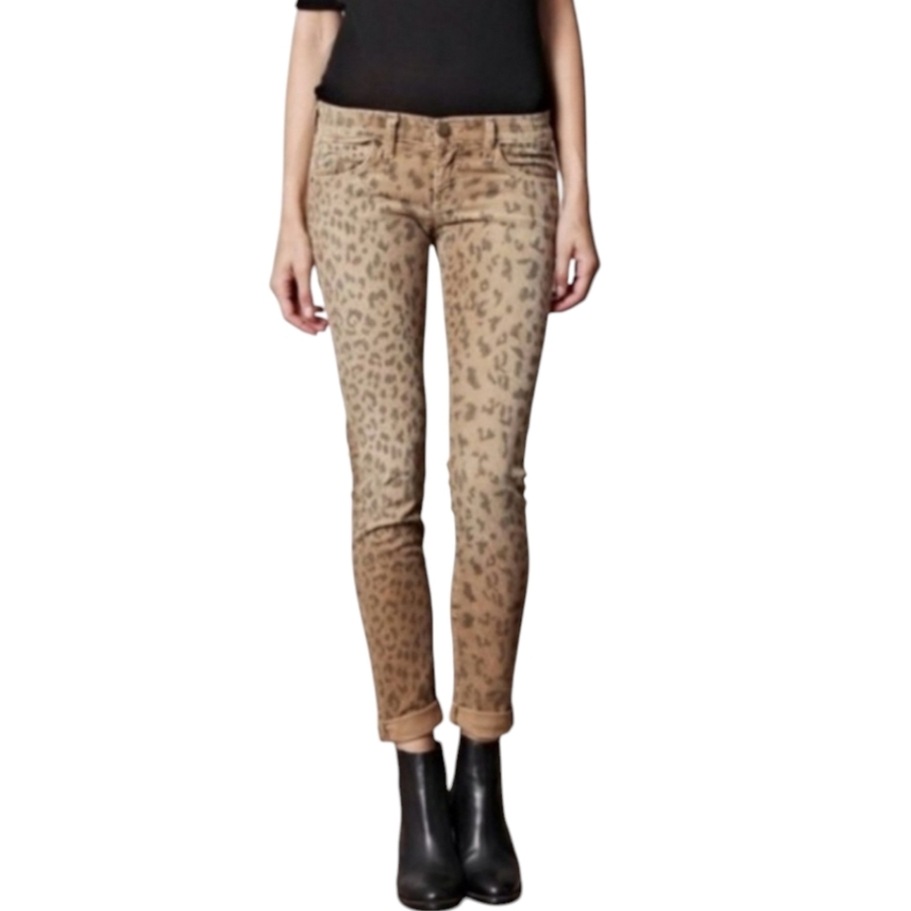 Current/Elliott Tan Leopard Print Ankle Jeans